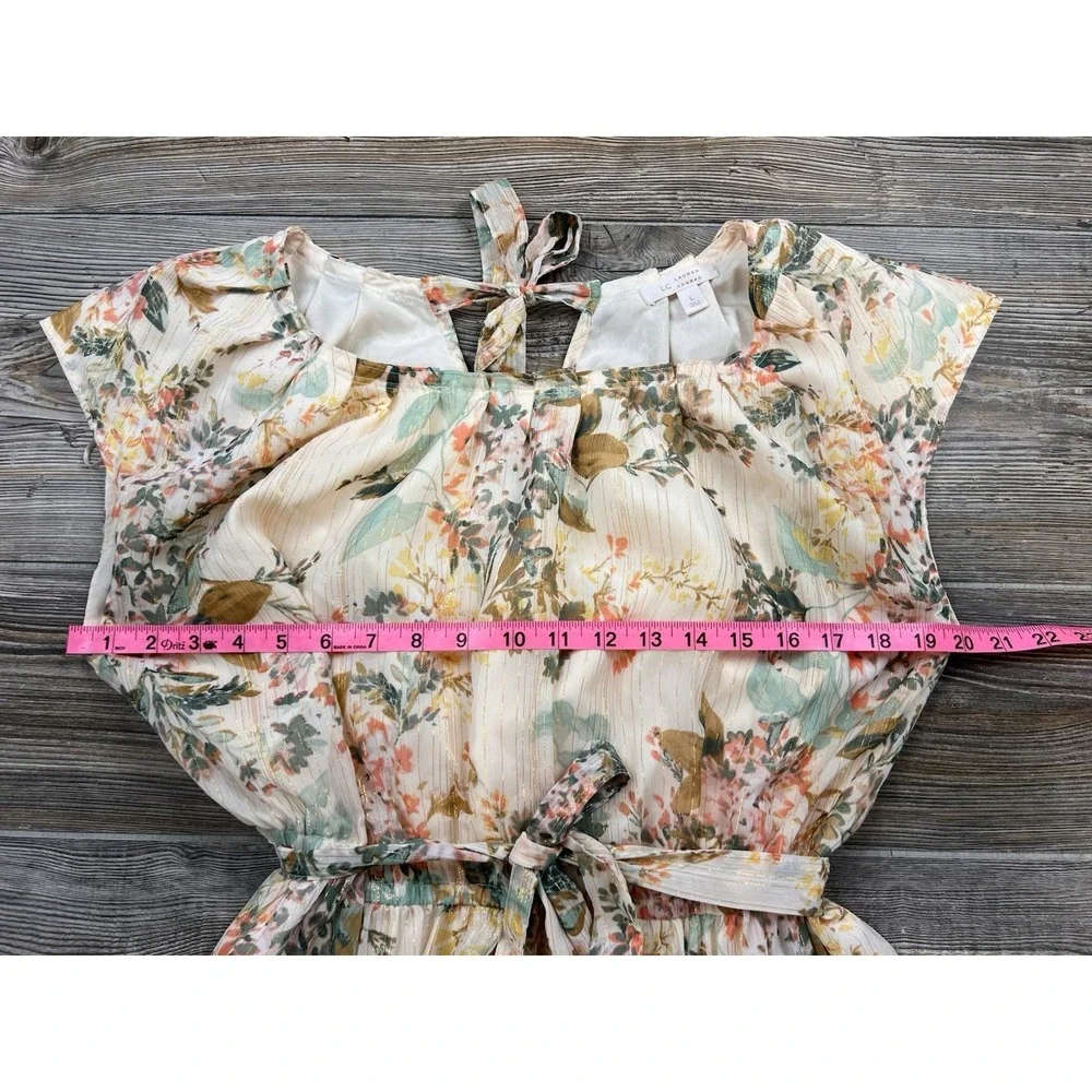 LC Lauren Conrad Cream Floral Tie-Waist Dress - Picture 10 of 14